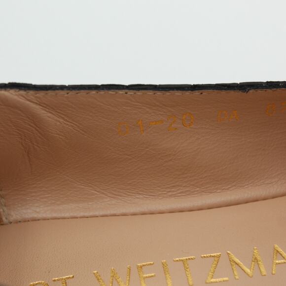 Stuart Weitzman Loafer Women 8.5 Black Croc Embossed Leather Slip On Flat Preppy - Picture 8 of 8